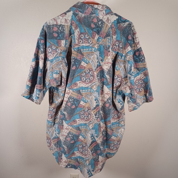 Permit Vintage Novelty Crazy Print Retro Dress Shirt Short Sleeve Cotton Mens XL - Picture 3 of 6